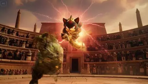 AI Video from prompt: In an anime-style scene filled with powerful, en