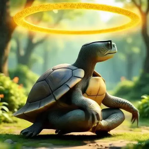 AI Video from prompt: An old land turtle wearing glasses sits peaceful