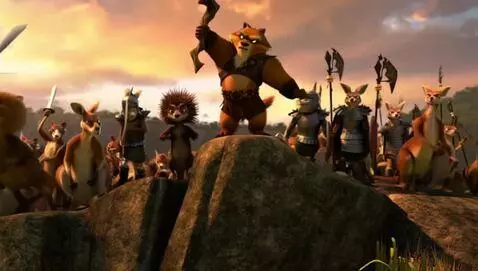 AI Video from prompt: A fierce Tasmanian devil warrior leader stands p