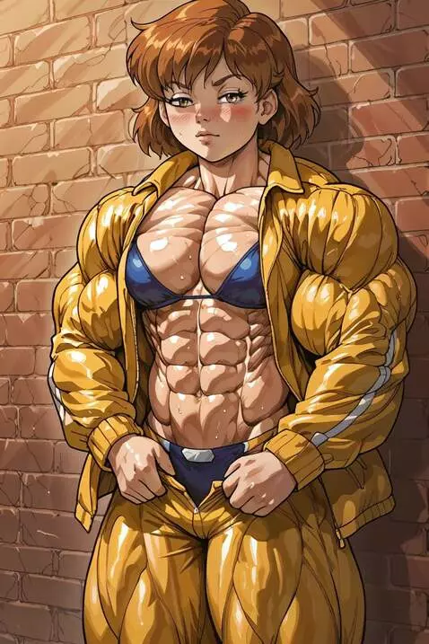 AI Video from prompt: April O'Neil bodybuilder, massive define muscles