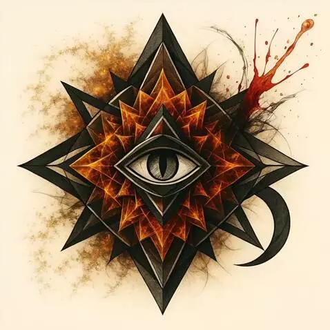 AI Video from prompt: A fusion of geometric abstraction, fiery fractal