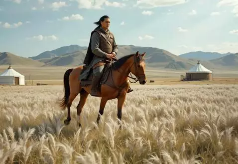 AI Video from prompt: A steppe plain covered with feather grass. A mid