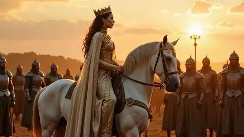 AI Video from prompt: A regal queen in an ornate royal gown and crown 