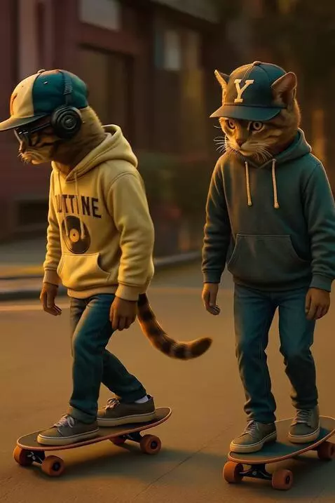 AI Video from prompt: Se deslizan en longboard,cinematografico,camara 