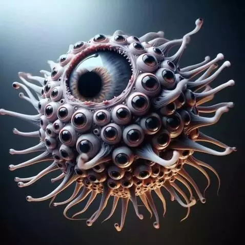 AI Video from prompt: Large eyes turning towards the viewer at all the