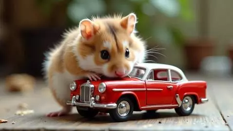 AI Video from prompt: A hamster eating a car for fun