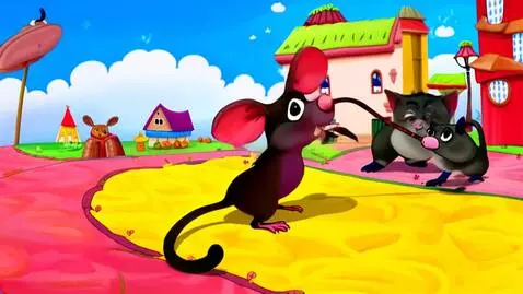 AI Video from prompt: Rat vs cat, funny battle, cartoon style like Tom