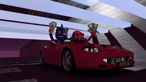 AI Video from prompt: Have the car driving by with the two charters in