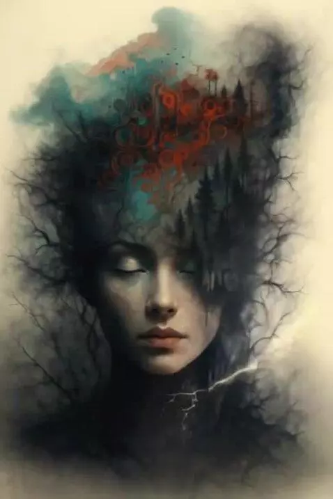 AI Video from prompt: A surreal portrait of a woman with her eyes clos