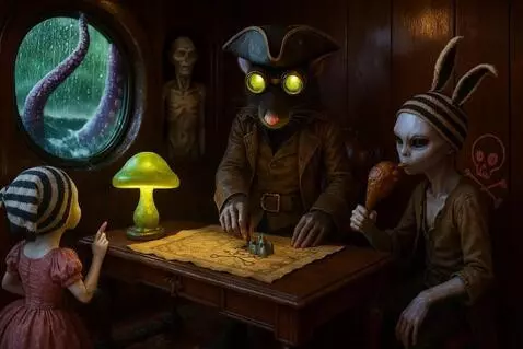 AI Video from prompt: The tentacles touch the window as waves splash a