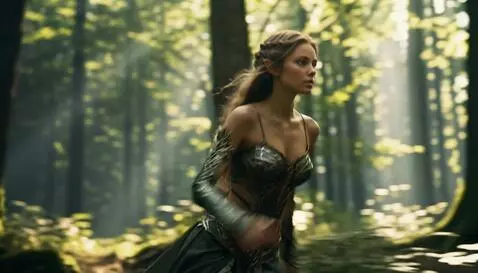 AI Video from prompt: эльфийка бежит по лесу