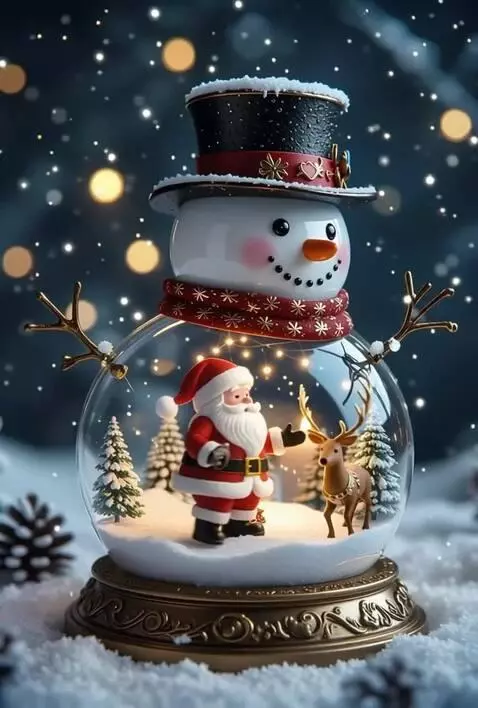 AI Video from prompt: Дед Мороз танцует в снежном шаре