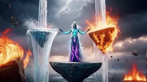 AI Video from prompt: A breathtaking elemental sorceress stands at the