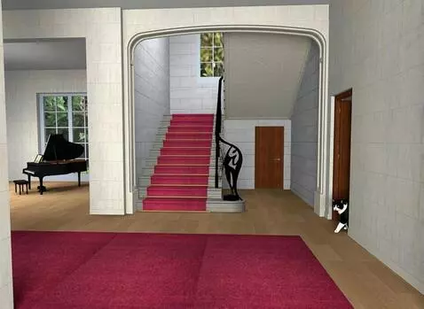 AI Video from prompt: из двери выходит черно-белая кошка