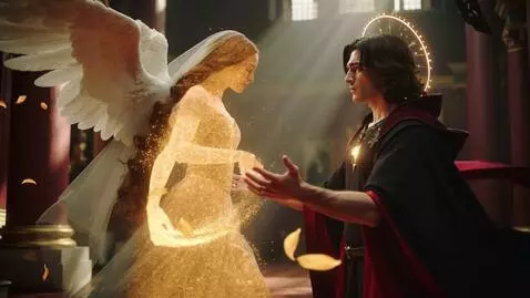 AI Video from prompt: 16:9 • hyperreal Renaissance-mythic aesthetic • 