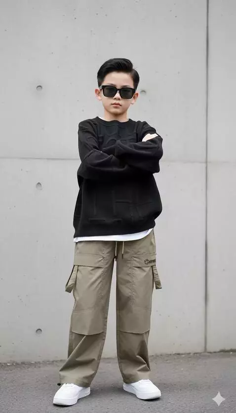 AI Video from prompt: Model anak laki-laki tersebut menyilangkan tanga