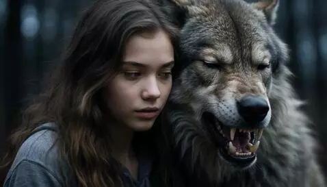 AI Video from prompt: девушка и волк