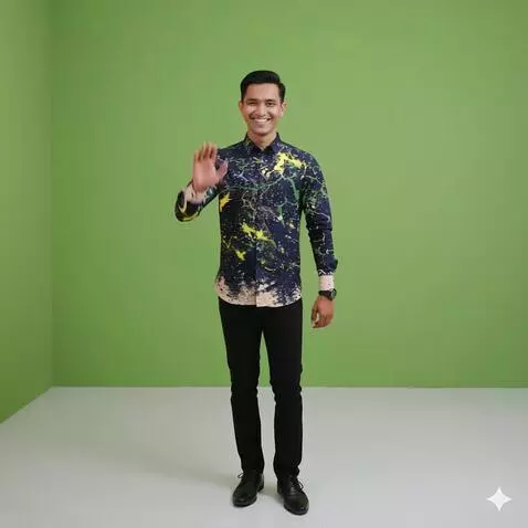 AI Video from prompt: Pria ini berdiri dengan gagah. Dia maju ke depan