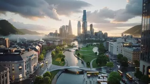 AI Video from prompt: Ultra-detailed panoramic view of a **modern/futu