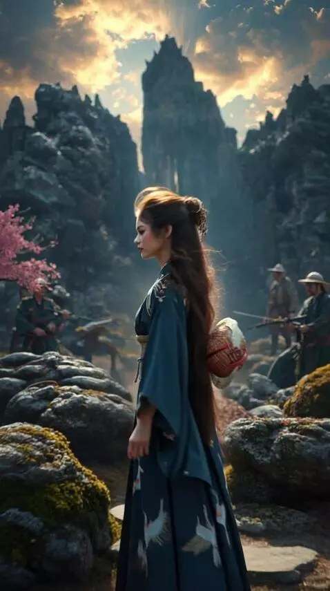 AI Video from prompt: The woman smiles and walks away. **The camera qu