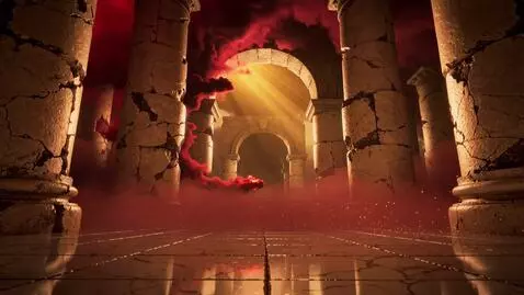 AI Video from prompt: “16:9 • hyperreal Renaissance-inspired temple in