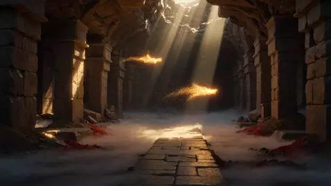 AI Video from prompt: “16:9 • long stone corridor carved into a cavern