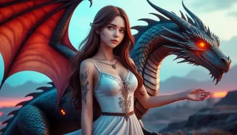 AI Video from prompt: девушка с драконом
