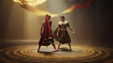 AI Video from prompt: 16:9 • Renaissance–mythic • gold + crimson swirl