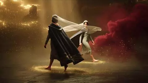 AI Video from prompt: 16:9 • Renaissance–mythic • gold + crimson swirl