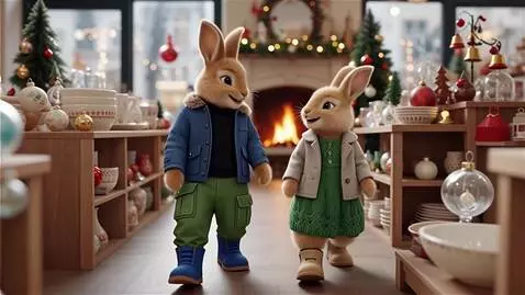 AI Video from prompt: Два милых пушистых светло-коричневых мини-зайца 