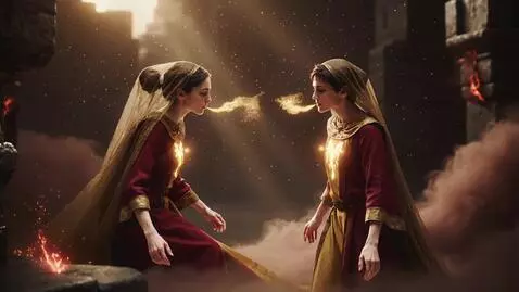 AI Video from prompt: Same 16:9 Renaissance-mythic realism, crimson + 