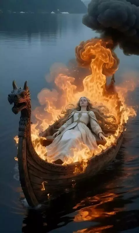 AI Video from prompt: The camera moves away. The fire completely engul