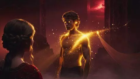 AI Video from prompt: 16:9 hyperreal Renaissance-mythic realism. Crims