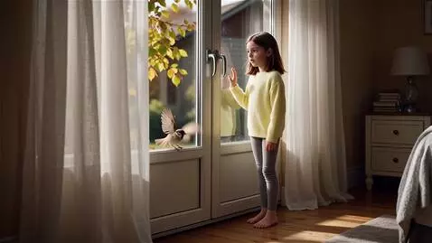 AI Video from prompt: Girl shows her window
