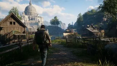 AI Video from prompt: A cool guy is walking through a small town in th