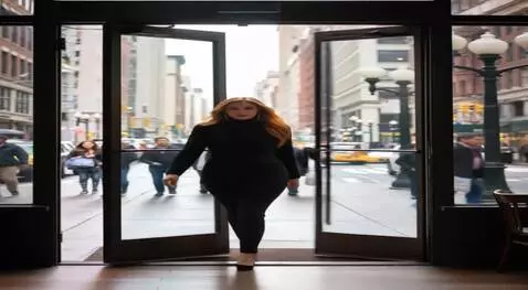 AI Video from prompt: девушка входит в кафе