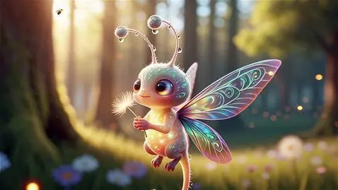 AI Video from prompt: An adorable, glowing creature with oversized eye