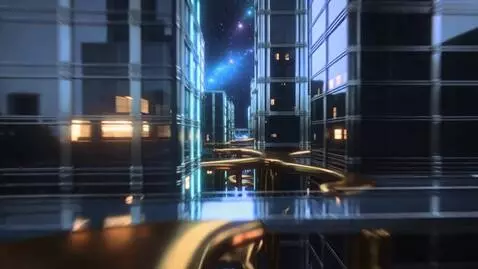 AI Video from prompt: A camera soars through a transparent city of gla