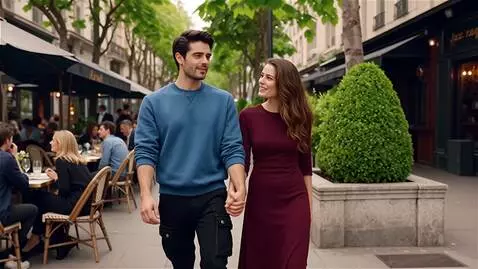 AI Video from prompt: На оживленной улице. Идут много людей, среди них