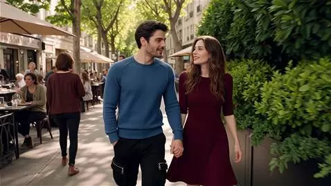 AI Video from prompt: На оживленной улице. Идут много людей, среди них