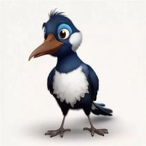 AI Video from prompt: белый фон птица внимательно слушает