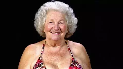 AI Video from prompt: Granny with large breasts in bikini