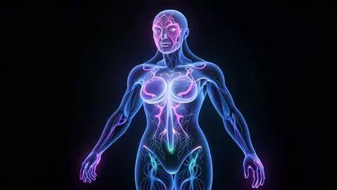 AI Video from prompt: Realistic bioluminescent fashion model glowing i