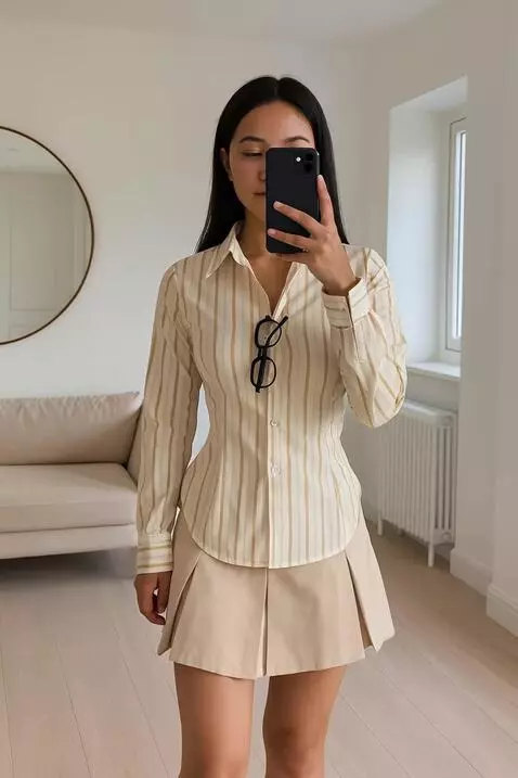 AI Video from prompt: buatkan model bergaya sambil promosi baju