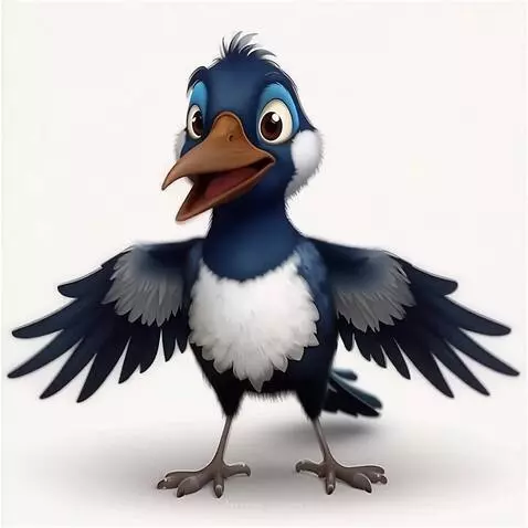 AI Video from prompt: белый фон птица говорит и останавливается на том