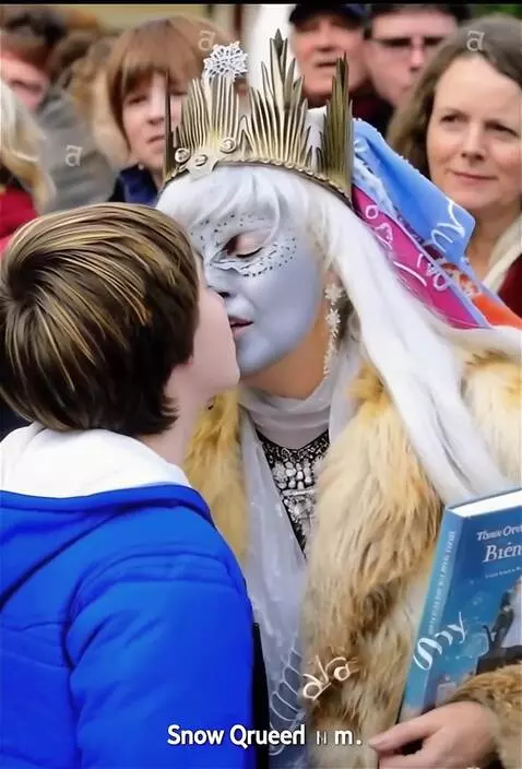 AI Video from prompt: Пятидесятилетняя снежная королева говорит парню 