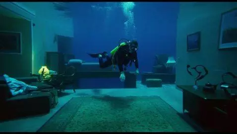 AI Video from prompt: Surreal Dreamcore visual. A diver in full vintag