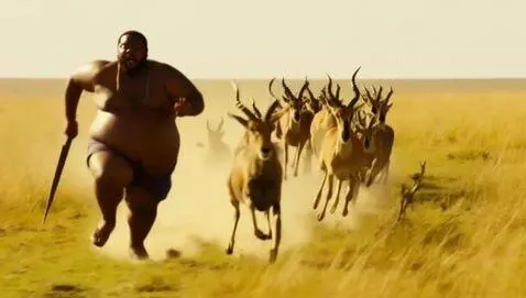 AI Video from prompt: A hyper-realistic video of a gigantic, obese man