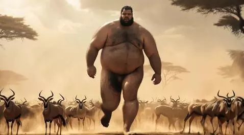 AI Video from prompt: A hyper-realistic video of a gigantic, obese man