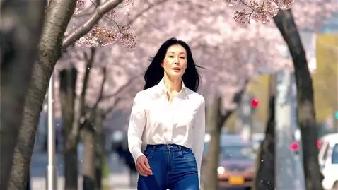 AI Video from prompt: a beautiful korea mature woman standing in the s